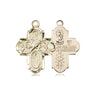 14kt Solid Gold Four-Way Medal Pendant 3/4 x 1/2 inch Handcrafted by Bliss Manufacturing