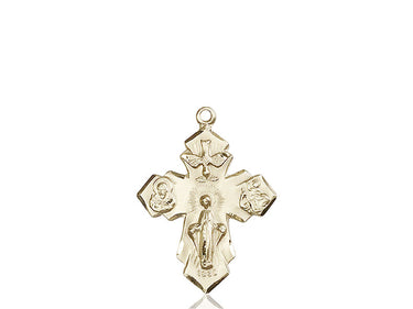 14kt Solid Gold Large Four-Way Medal Pendant 1 1/4 x 7/8 inches handcrafted by Bliss Manufacturing USA