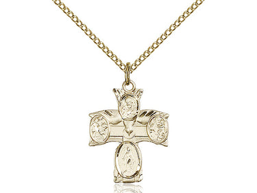 14kt Gold Filled Medium Four-Way Medal Necklace 3/4 x 5/8 inches with 18 inch chain by Bliss USA