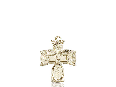 14kt Solid Gold Four-Way Medal Pendant 3/4 inch medium size handcrafted by Bliss Manufacturing USA