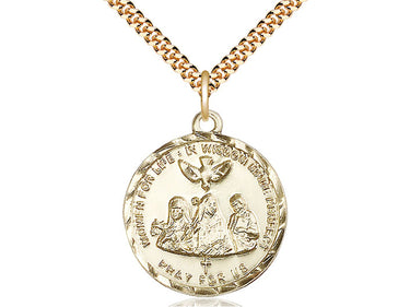 14kt Gold Filled 3-Doctors Catholic Medal Necklace 1 inch x 7/8 inch with 24 inch Chain Bliss USA