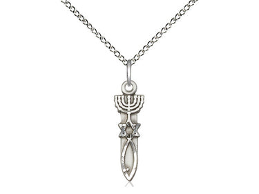 Sterling silver Menorah Star of David Christian Fish necklace 3/4 x 1/4 pendant 18 inch chain Bliss