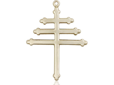 Large 14kt Solid Gold Maronite Cross Medal 1.5 inch pendant handcrafted by Bliss