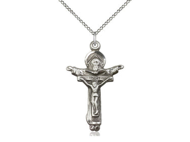 Large Sterling Silver Trinity Crucifix Necklace 1 3/8 x 7/8 inches with 18 inch chain by Bliss Manufacturing