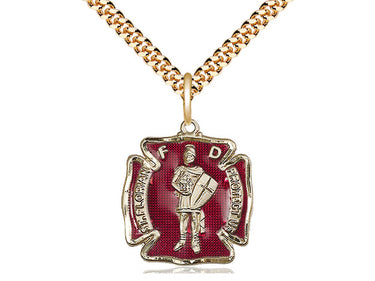 14kt Gold Filled St. Florian Patron Saint Medal Necklace 3/4 x 5/8 inches 24 inch Chain Bliss