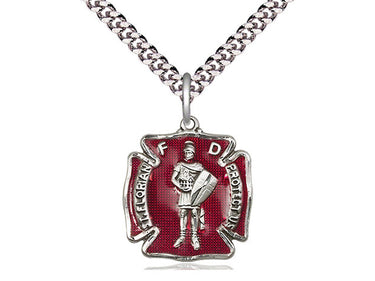 Sterling Silver St. Florian Patron Saint Medal Necklace 3/4 x 5/8 inch with 24 inch Chain by Bliss