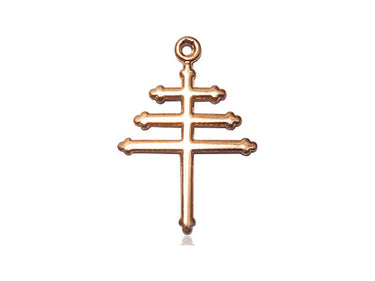 14kt Solid Gold Maronite Cross Medal Pendant Medium 7/8 x 5/8 inches handcrafted by Bliss USA