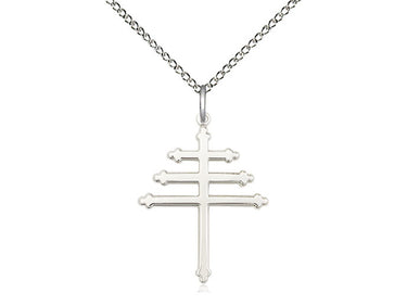 Sterling Silver Maronite Cross Necklace 7/8 x 5/8 inches on 18 inch chain by Bliss Manufacturing