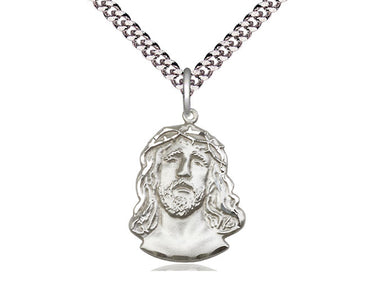 Sterling Silver ECCE Homo Catholic Pendant Necklace 7/8 x 5/8 with 24 inch Chain by Bliss Manufacturing