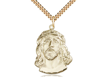 14kt gold filled Ecce Homo Catholic pendant necklace, 1 1/4 x 7/8 inch large pendant, 24 inch chain, handcrafted by Bliss Manufacturing