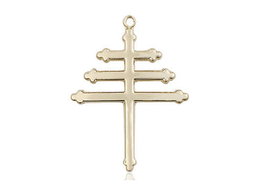14kt Solid Gold Maronite Cross Pendant 1 x 3/4 inches handcrafted by Bliss Manufacturing