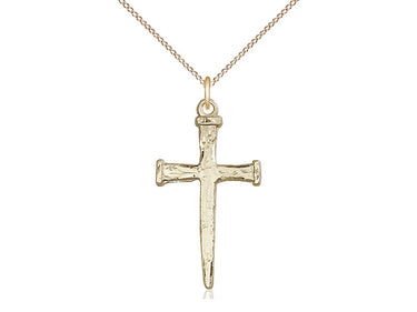 14kt Gold Filled Nail Cross Necklace 1 1/8 x 5/8 inch pendant on 18 inch chain by Bliss Manufacturing