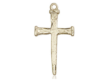 14kt Solid Gold Nail Cross Pendant 1 1/8 x 5/8 inches handcrafted by Bliss Manufacturing