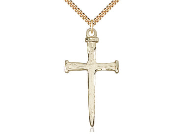 14kt Gold Filled Extra Large Nail Cross Necklace 2 x 1 inches with 24 inch chain - Handmade by Bliss