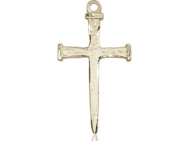 14kt Solid Gold Extra Large Nail Cross Pendant 2 x 1 inches - Handcrafted by Bliss Manufacturing