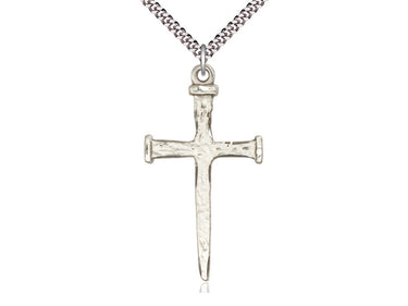Sterling Silver Extra Large Nail Cross Pendant Necklace 2 x 1 inches on 24 inch chain by Bliss