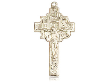 14kt Solid Gold Large Crucifix IHS Pendant 1 1/4 x 5/8 inches Handcrafted by Bliss USA