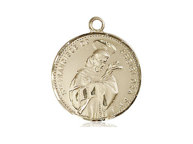 14kt solid gold St. Francis of Assisi patron saint medal pendant handcrafted by Bliss Manufacturing