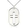 Large Sterling Silver Cross Dog Tag Necklace 1 3/8 x 3/4 inches on 18 inch chain handcrafted in USA by Bliss