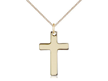 Gold Filled Catholic Cross Necklace 7/8 inch pendant with 18 inch chain handmade in USA by Bliss