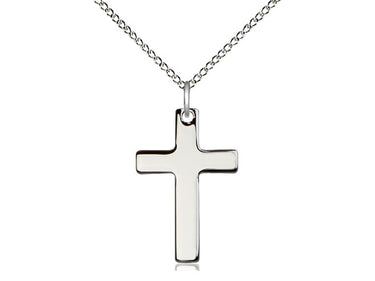 Sterling Silver Catholic Cross Necklace 7/8 inch pendant with 18 inch chain handmade in USA by Bliss