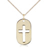 14kt Gold Filled Catholic Cross Dog Tag Necklace 7/8 x 1/2 inch pendant with 18 inch chain by Bliss