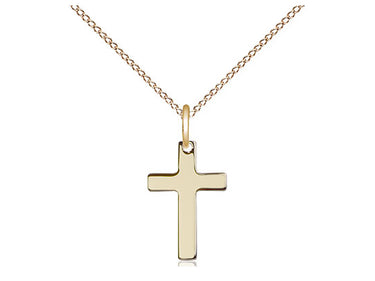 14kt Gold Filled Small Cross Necklace 1/2 x 3/8 inch pendant 18 inch chain handmade by Bliss