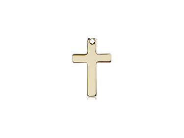 14kt solid gold small cross pendant 1/2 x 3/8 inch handcrafted by Bliss Manufacturing USA