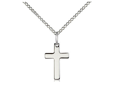 Sterling Silver Small Cross Necklace 1/2 x 3/8 inch pendant 18 inch chain handmade by Bliss