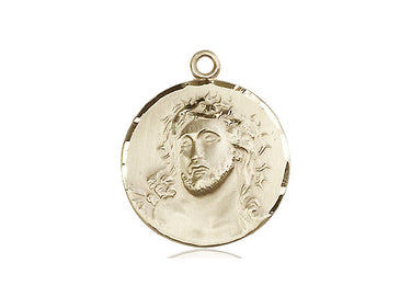 14kt Solid Gold Ecce Homo Medal Pendant 3/4 x 3/4 inch - Bliss USA handcrafted investment religious jewelry
