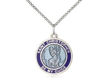Sterling Silver St. Christopher Patron Saint Medal Necklace 3/4 inch x 5/8 inch with 18 inch Chain by Bliss
