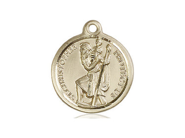 14kt Solid Gold St. Christopher Patron Saint Medal Pendant 7/8 x 3/4 inch Handcrafted by Bliss