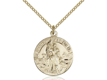 14kt Gold Filled St. Joan of Arc Patron Saint Medal Necklace 7/8 x 3/4 inches 18 inch chain Bliss