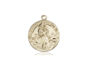 14kt Solid Gold St. Joan of Arc Patron Saint Medal Pendant 7/8 x 3/4 inch by Bliss Manufacturing