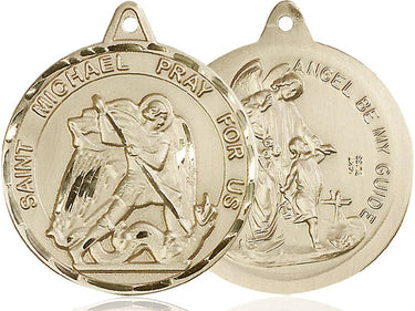 14kt Solid Gold St. Michael the Archangel Medal Pendant 1 3/8 x 1 1/4 inches Handcrafted by Bliss