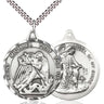 Sterling Silver St. Michael the Archangel Medal Necklace 1 3/8 x 1 1/4 inches with 24 inch Curb Chain by Bliss