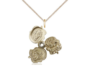 Gold Filled Small Rosebud Pendant Necklace 5/8 x 7/8 inches with 18 inch curb chain by Bliss