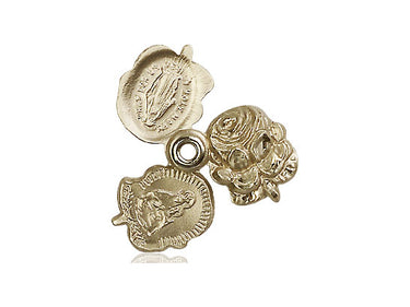 14kt Solid Gold Medium Rosebud Medal Pendant 3/4 x 3/4 inches handcrafted by Bliss