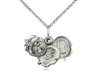 Sterling Silver Small Rosebud Pendant Necklace 5/8 x 7/8 inches on 18 inch chain by Bliss USA