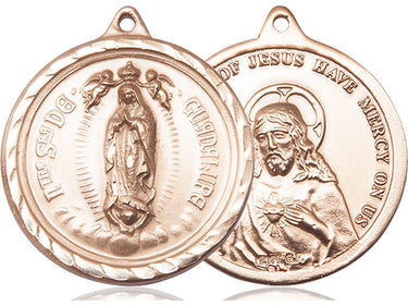 14kt Solid Gold Large Our Lady of Guadalupe Medal Pendant 1 3/8 x 1 1/4 inches by Bliss Manufacturing