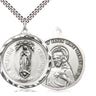 Large sterling silver Our Lady of Guadalupe medal necklace 1 3/8 x 1 1/4 inch 24 inch chain Bliss USA