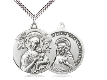 Sterling silver Our Lady of Perpetual Help large medal necklace 1 3/8 x 1 1/4 with 24 inch chain by Bliss
