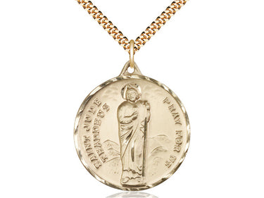 14kt gold filled St. Jude patron saint medal necklace with 24 inch chain, handcrafted by Bliss