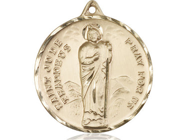 Large 14kt Solid Gold St. Jude Patron Saint Medal Pendant 1 1/4 x 1 1/8 inches Handcrafted USA by Bliss