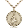 Large 14kt Gold Filled Miraculous Medal Necklace 1 3/8 x 1 1/4 inches with 24 inch chain by Bliss Manufacturing