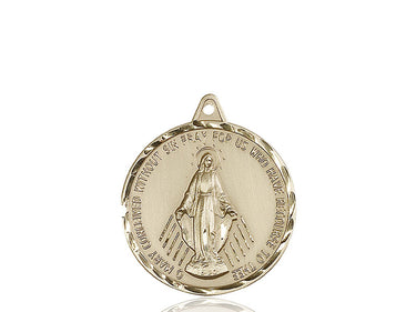 14kt Solid Gold Large Miraculous Medal Pendant 1 3/8 x 1 1/4 inches by Bliss Manufacturing