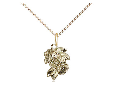 Small 14kt Gold Filled Rose Pendant Necklace 1/2 x 3/8 with 18 inch chain handmade by Bliss Manufacturing