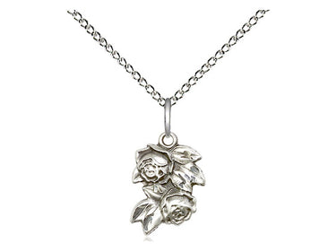 Sterling Silver Small Rose Pendant Necklace 1/2 x 3/8 with 18 inch Chain by Bliss Manufacturing USA