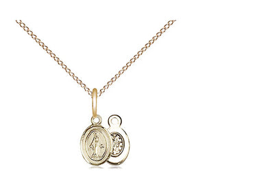 Small 14kt gold filled Miraculous Medal necklace 3/8 x 1/4 inches 18 inch chain Bliss USA handcrafted