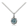 Small Sterling Silver Miraculous Medal Necklace 3/8 inch by 1/4 inch on 18 inch chain handcrafted by Bliss Manufacturing USA